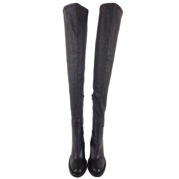 Ann Demeulemeester Over The Knee Stretch Leather Boots 35 5 Black - Picture 5 of 14